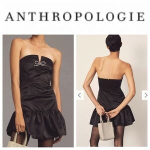 NWT Anthropologie Maeve Strapless Bow Bubble-Hem Mini Dress Sz: XS